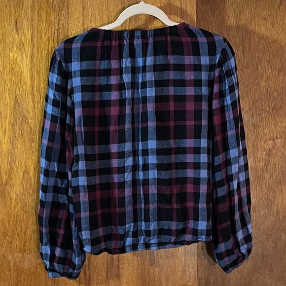 CLOTH & STONE Anthropologie Plaid Top Sz S - Picture 2 of 3